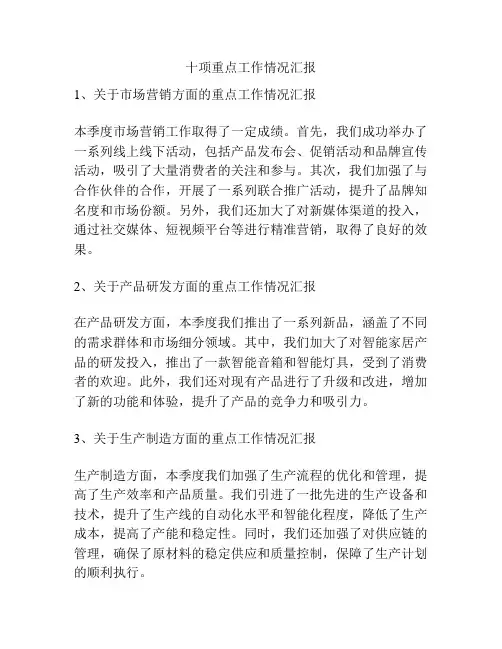 十项重点工作情况汇报
