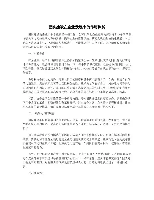 团队建设在企业发展中的作用探析