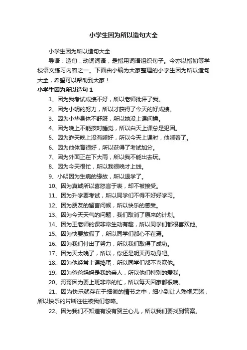 小学生因为所以造句大全