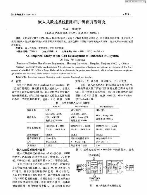 嵌入式数控系统图形用户界面开发研究