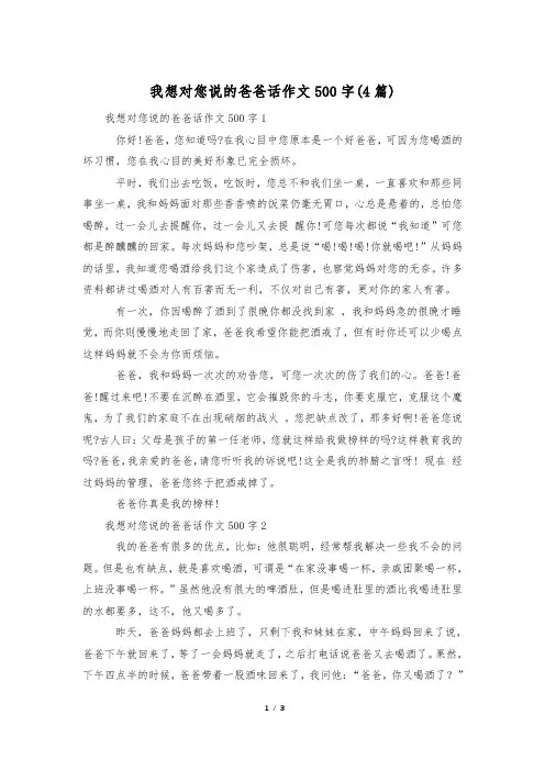 我想对您说的爸爸话作文500字(4篇)
