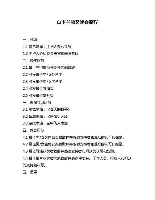 白玉兰颁奖晚会流程