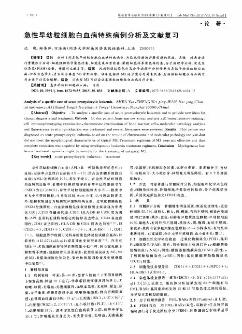 急性早幼粒细胞白血病特殊病例分析及文献复习