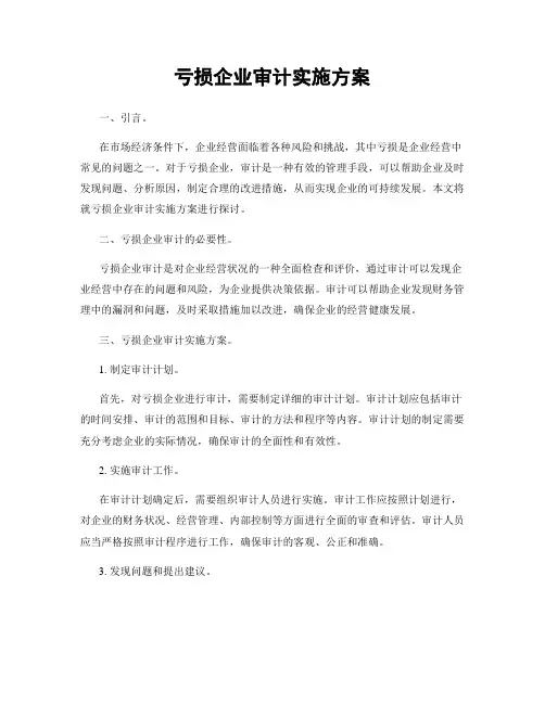 亏损企业审计实施方案