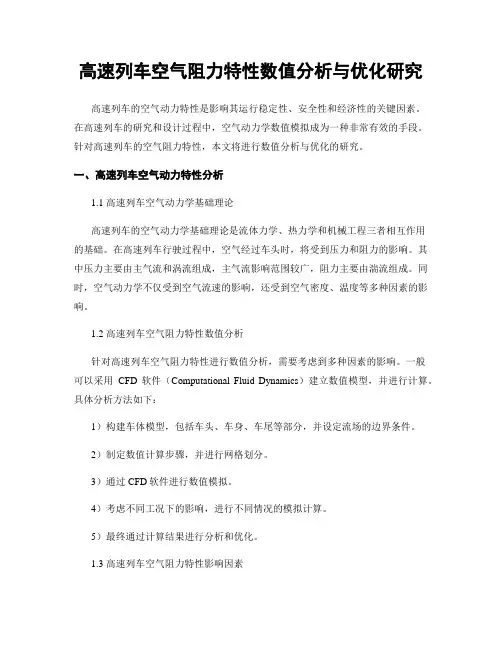 高速列车空气阻力特性数值分析与优化研究