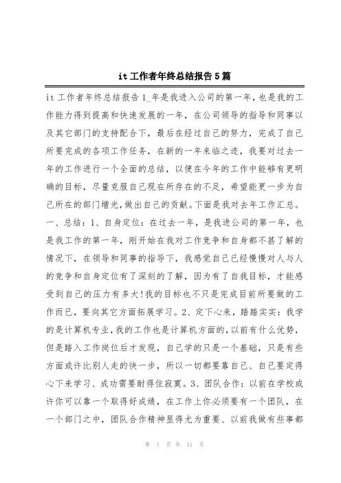 it工作者年终总结报告5篇
