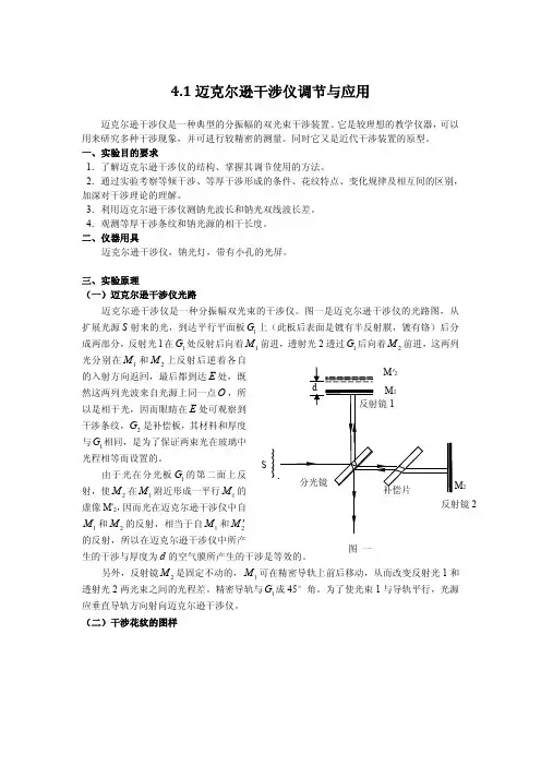 4.1迈克尔逊干涉仪调节与应用