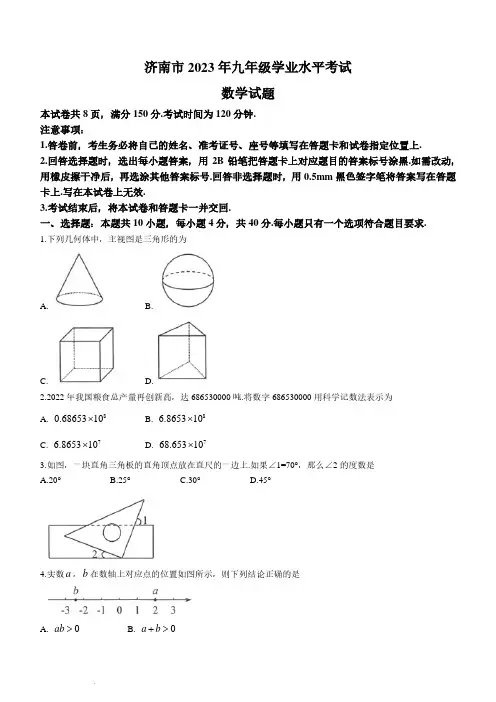 2023年山东省济南市中考数学真题及参考答案