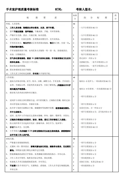 手术室护理质量考核标准