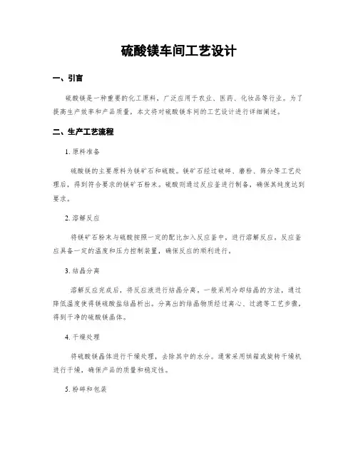 硫酸镁车间工艺设计