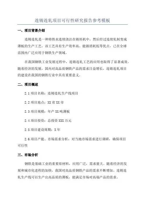 连铸连轧项目可行性研究报告参考模板