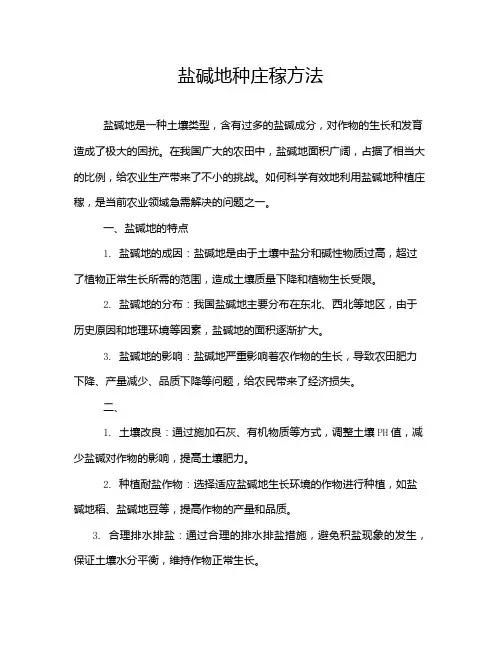 盐碱地种庄稼方法