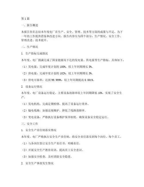 电厂总结报告范文(3篇)