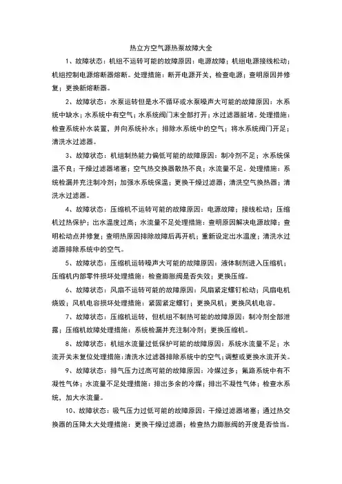 热立方空气源热泵故障大全