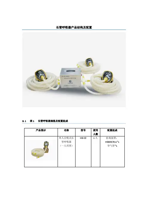 长管呼吸器产品结构及配置