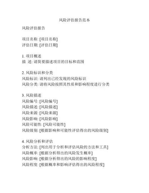 风险评估报告范本