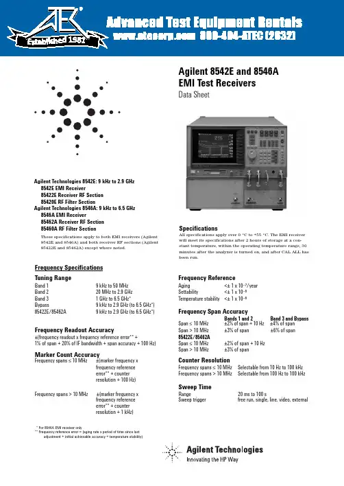 美高勤8542E和8546A EMI 测试接收器数据手册说明书
