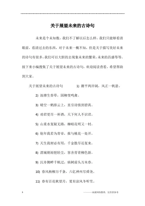 关于展望未来的古诗句
