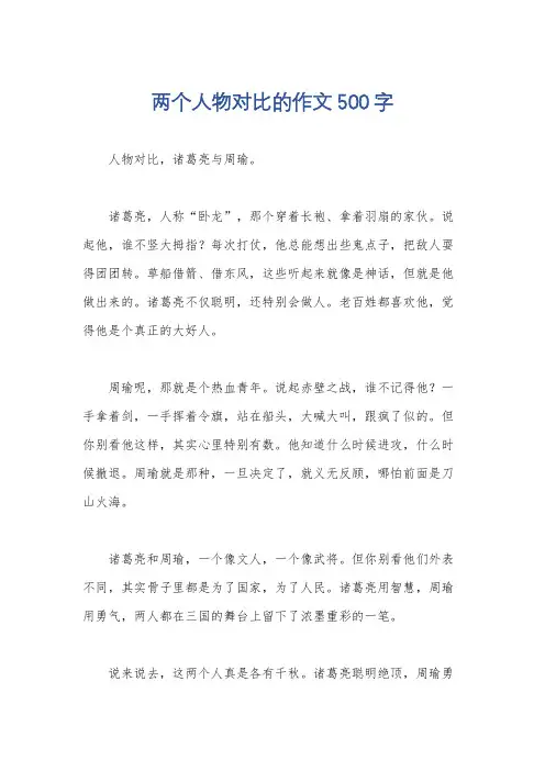 两个人物对比的作文500字