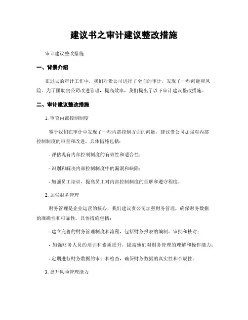 建议书之审计建议整改措施