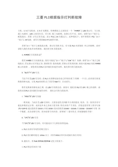 三菱PLC指示灯故障代码