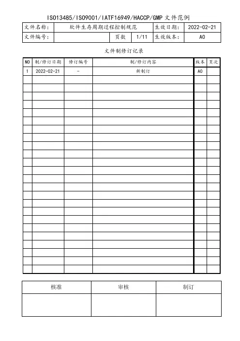 软件生存周期过程控制规范