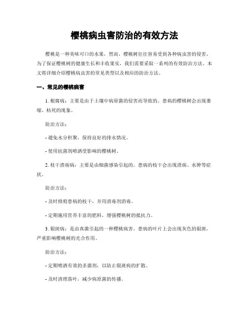 樱桃病虫害防治的有效方法