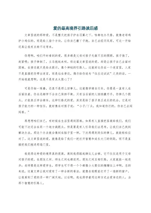 爱的最高境界引路读后感