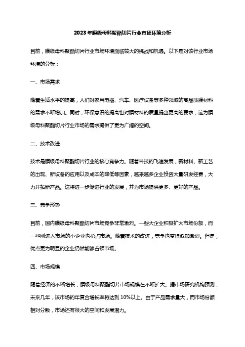 2023年膜级母料聚酯切片行业市场环境分析