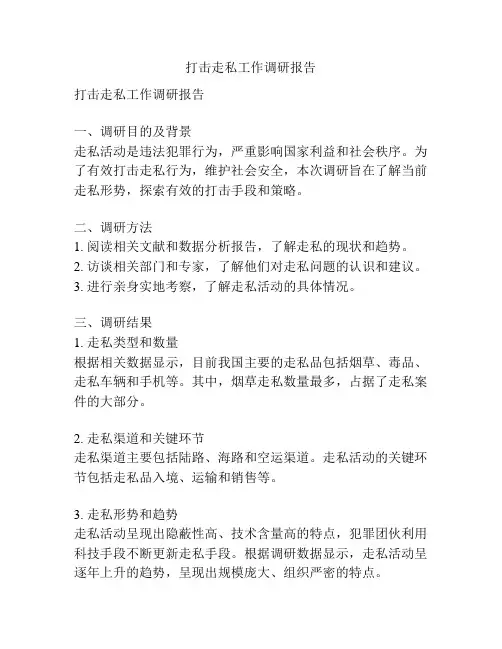 打击走私工作调研报告