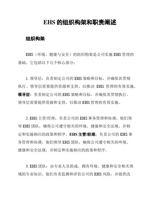 EHS的组织构架和职责阐述