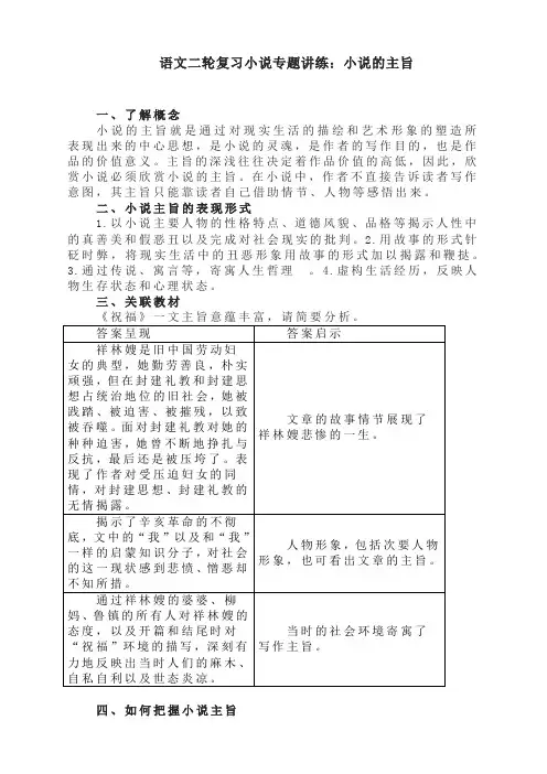 高考语文复习-小说的主旨