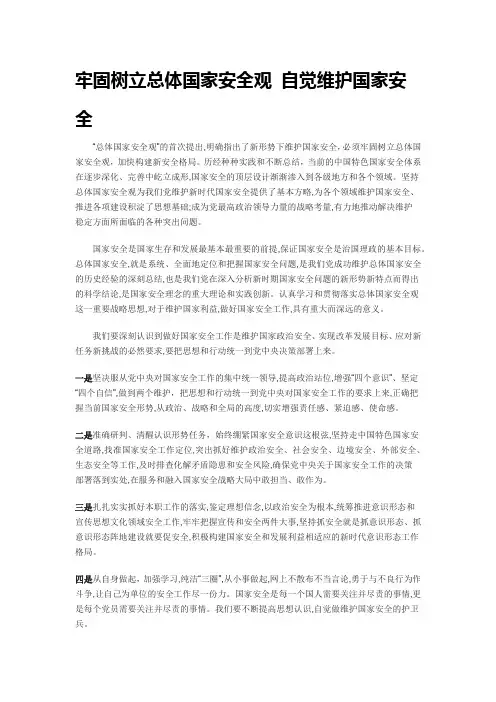 树立国家总体安全观的认识