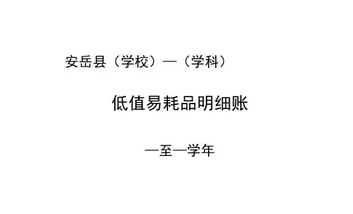 低值易耗品明细账