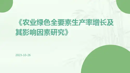 农业绿色全要素生产率增长及其影响因素研究