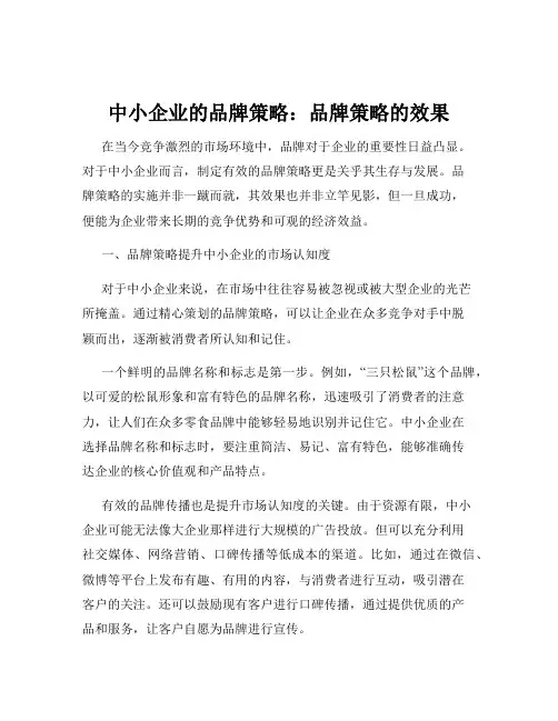 中小企业的品牌策略：品牌策略的效果