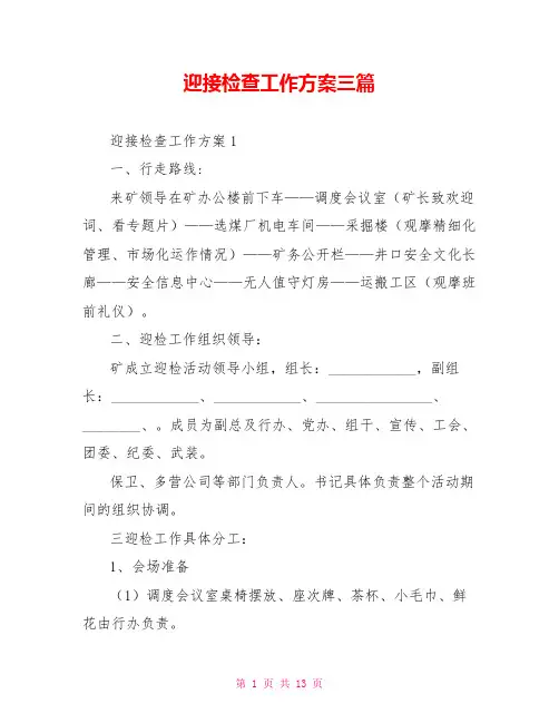 迎接检查工作方案三篇