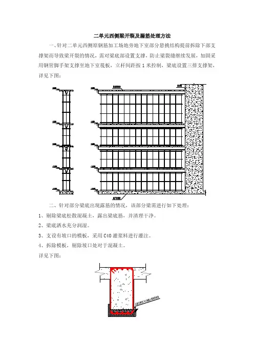 梁开裂及露筋处理方法
