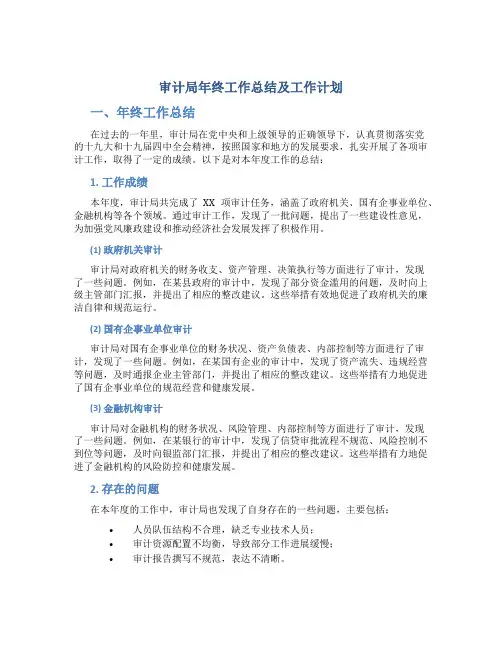 审计局年终工作总结及工作计划