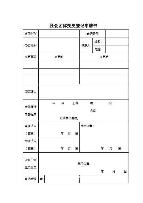 社会团体变更登记申请