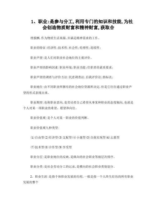 江苏自考-职业生涯规划与管理知识点(10052人力资源本科)