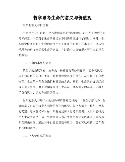 哲学思考生命的意义与价值观