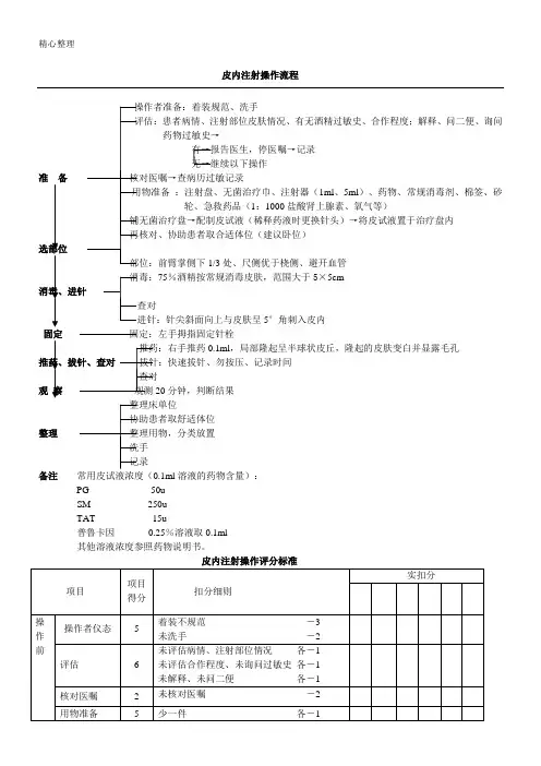 皮试注射操作评分标准