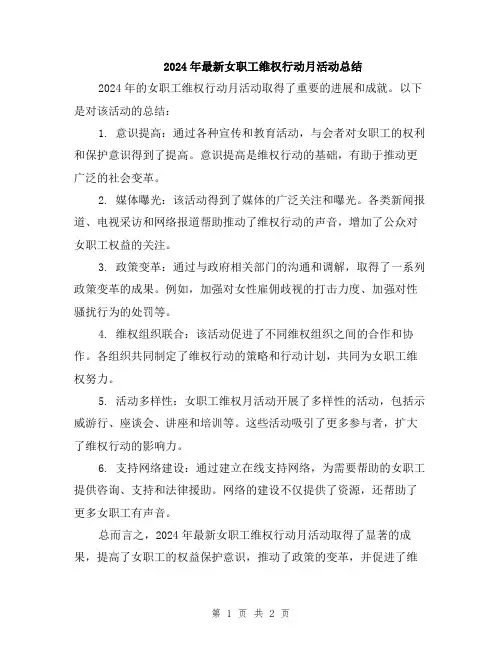 2024年最新女职工维权行动月活动总结
