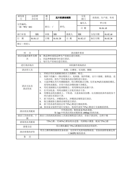 65-压片机清洁标准操作规程