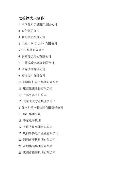 中国电子行业企业排名100强