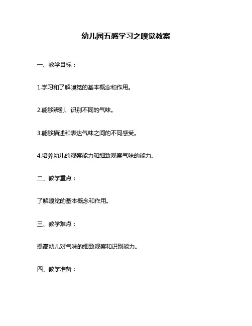 幼儿园五感学习之嗅觉教案