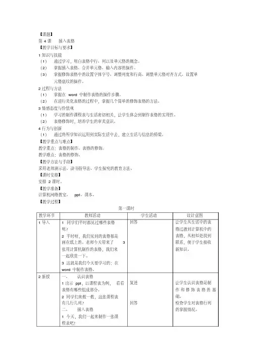 插入表格(教案)