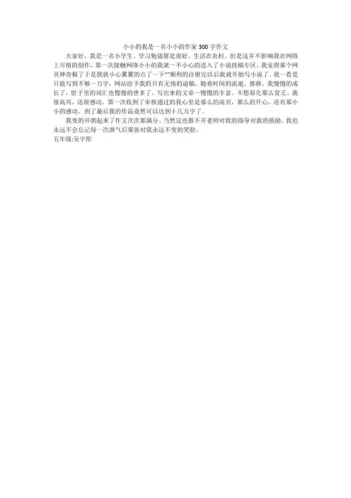 小小的我是一名小小的作家300字作文