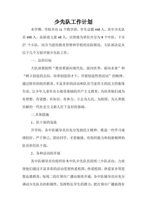 少先队工作计划 2